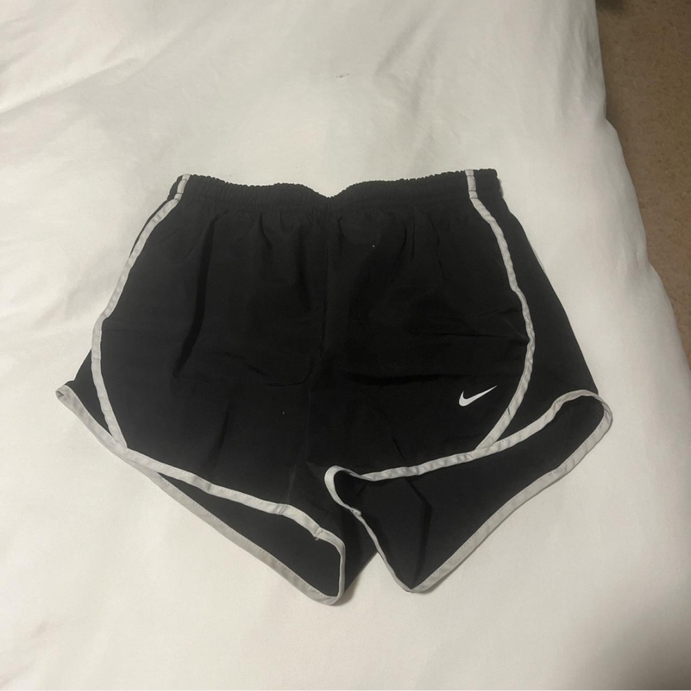 Nike Black and White Athletic Shorts with Curved Hem